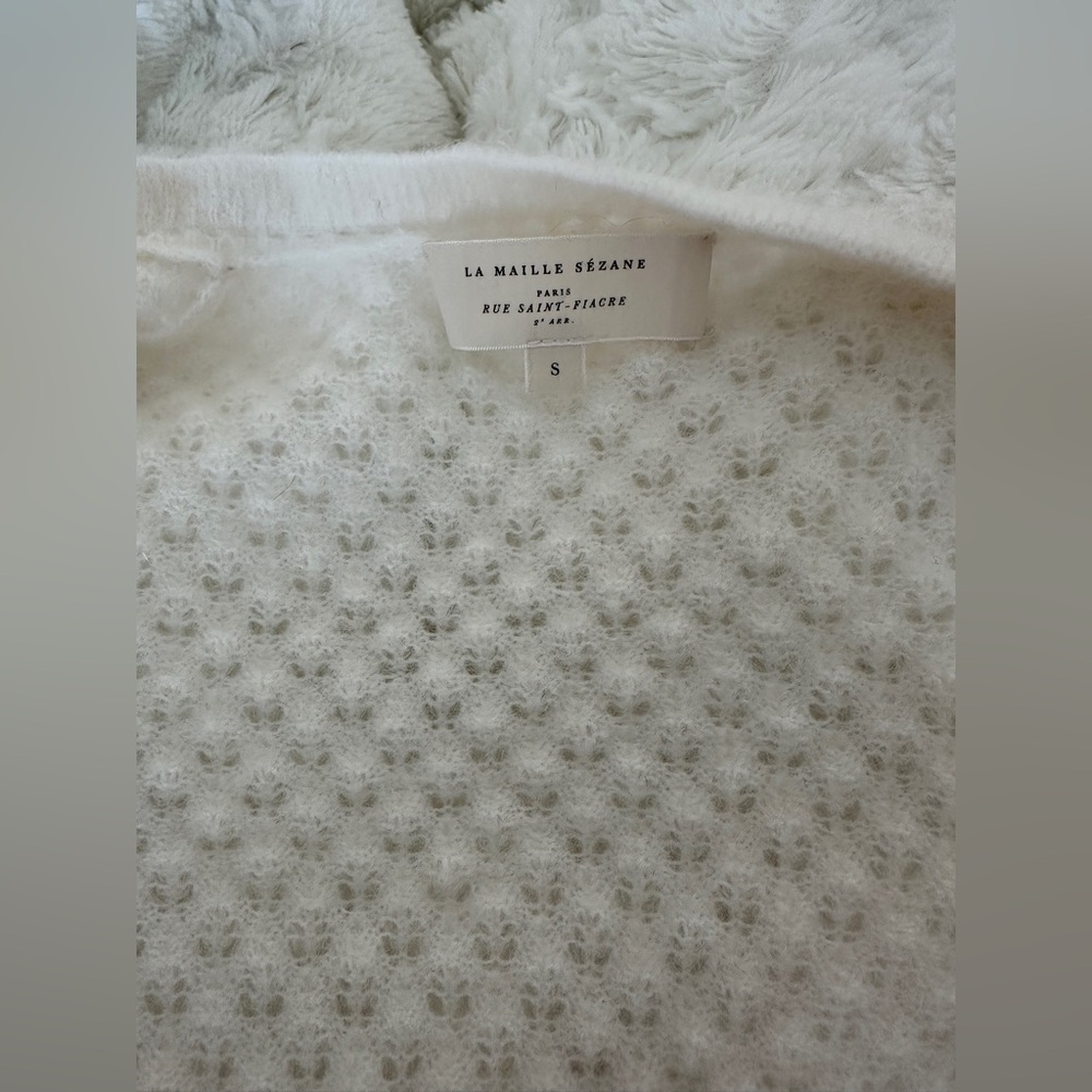 Sézane Cream Textured Mohair-Blend Cardigan - Picture 6 of 7